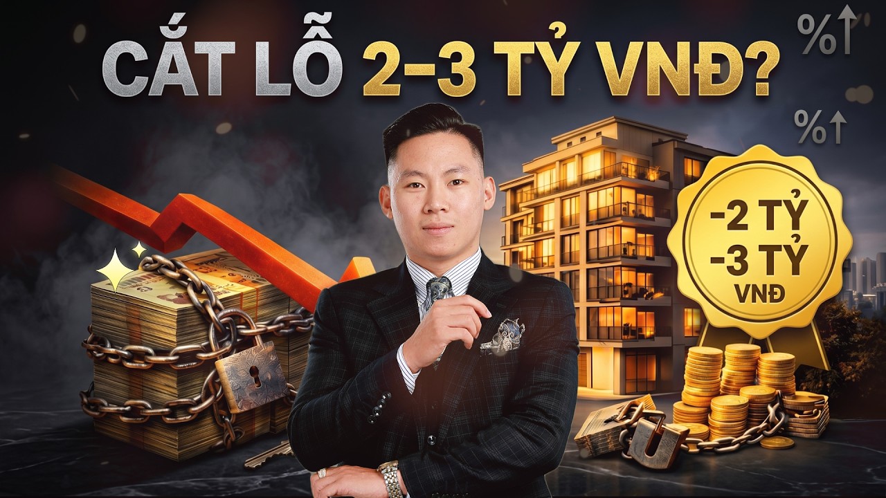 Ảnh bìa video lãi suất cao có nên mua bất động sản, Lê Anh Tuấn bên dòng chữ cắt lỗ 2 đến 3 tỷ